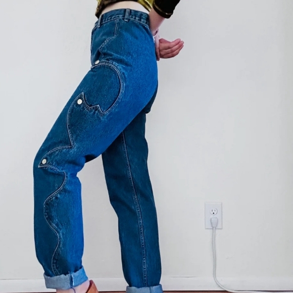 Lawman vintage 90s y2k western rare intricate side design jeans size 3 - Picture 6 of 16